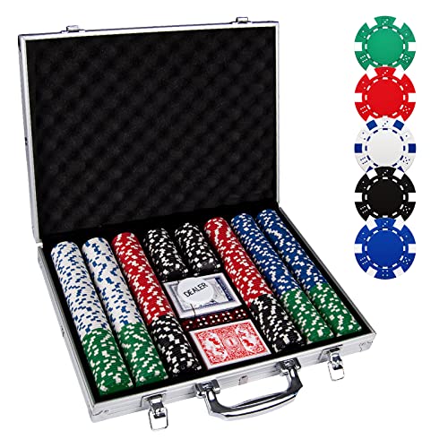 Comie Poker Chips,500PCS Poker Chip Set with Aluminum Travel Case,11.5 Gram Poker Set for Texas Holdem Blackjack Gambling | Aluminum Travel Case, For Texas Holdem Blackjack Gambling